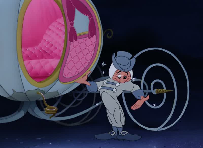 Well well hop in my dear We can't waste timeBut uh No don't try to thank meOh iwasn't I mean I do butBut don't you think my dressYes it's lovely dearGood heavens child You can't go in that