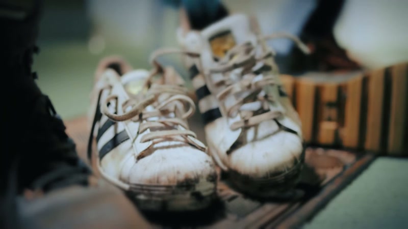 We collected his Adidas shoes