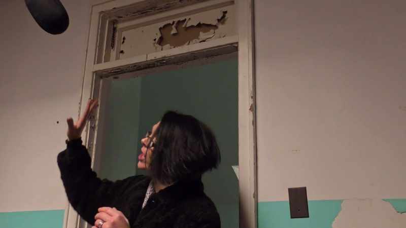 We could see its shadow up on the ceiling