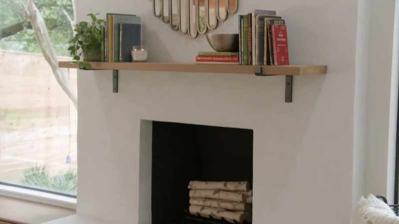We did a really clean, simple fireplace