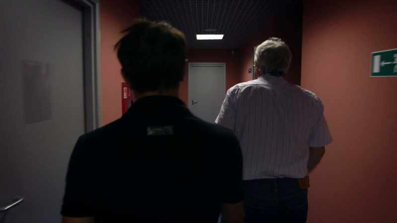 We go down this emergency exit