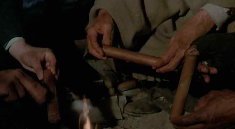 We got to thaw out the dynamite, kid. But not in the fire