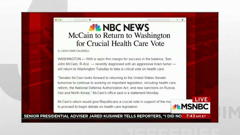 >> WE LEARNED JOHN MCCAIN WOULD