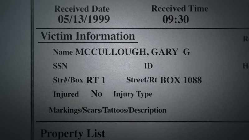 We left and I had Gary McCullough entered as a missing person
