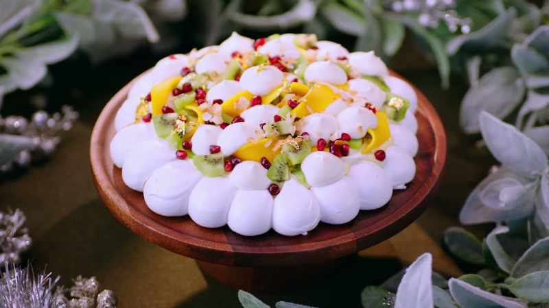 We made a passion fruit pavlova