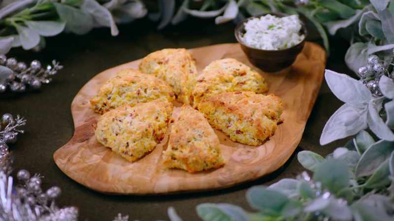 We made bacon, chive, and cheddar scones