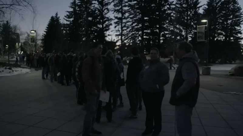 We were on campus tonight as hundreds lined up