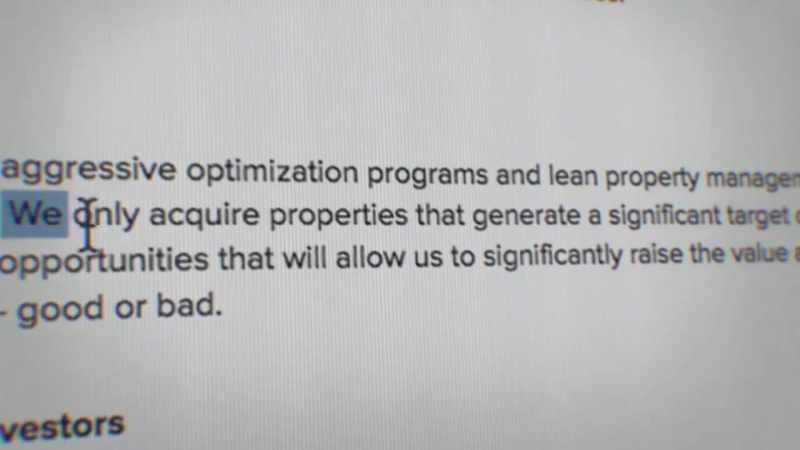 We only acquire properties that generate