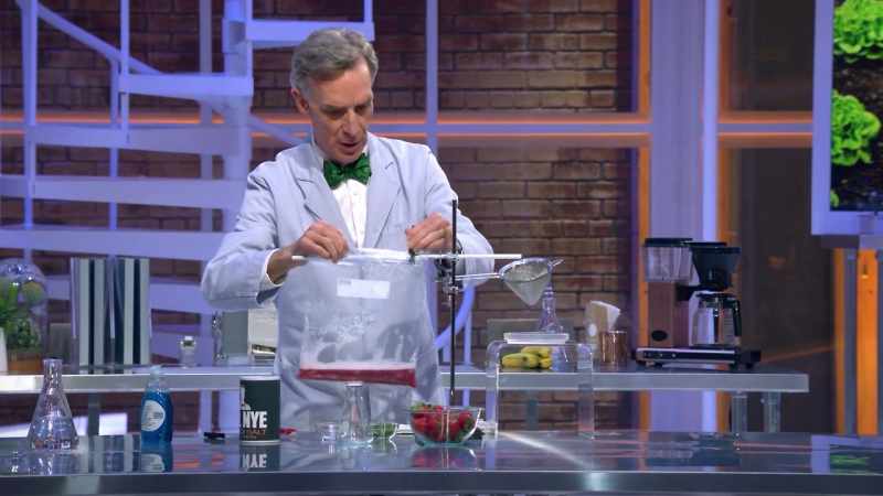 We put our extracted strawberry solution