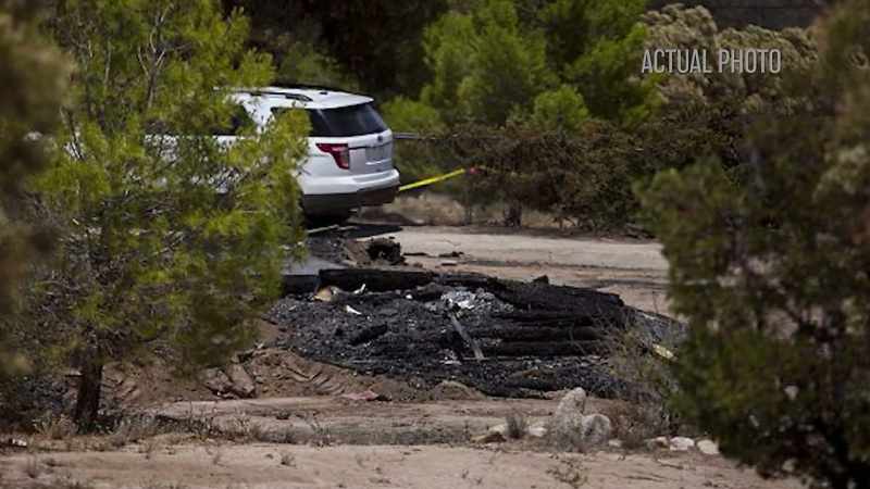 We saw a vehicle next to the burnt cabin