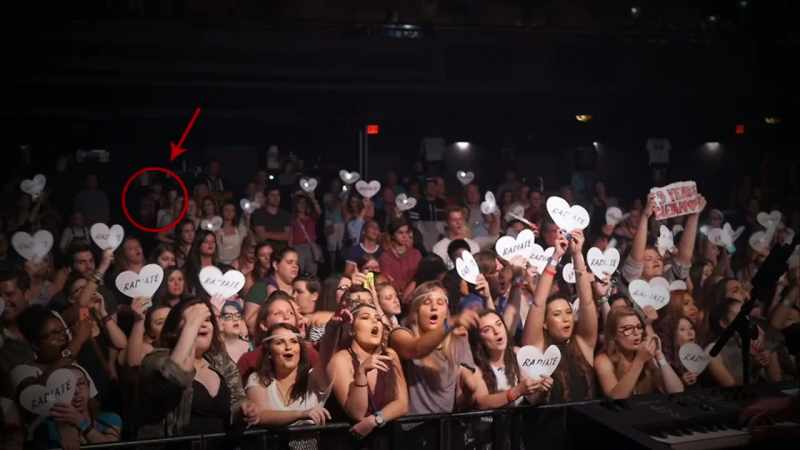 We see him in the video footage