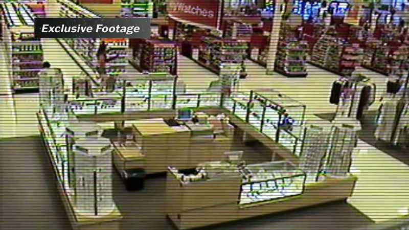 We see Kelsey walk around the store