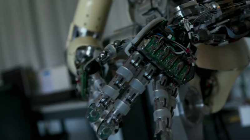 We use this robot for our studies of artificial curiosity