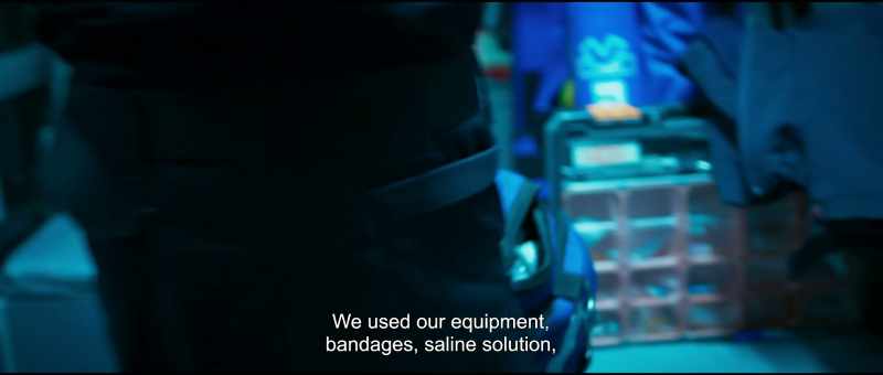 We used our equipment, bandages, saline solution
