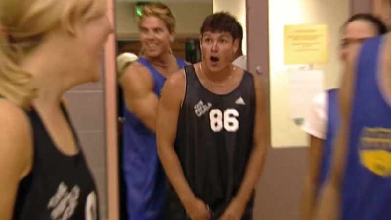 We walk into the basketball court