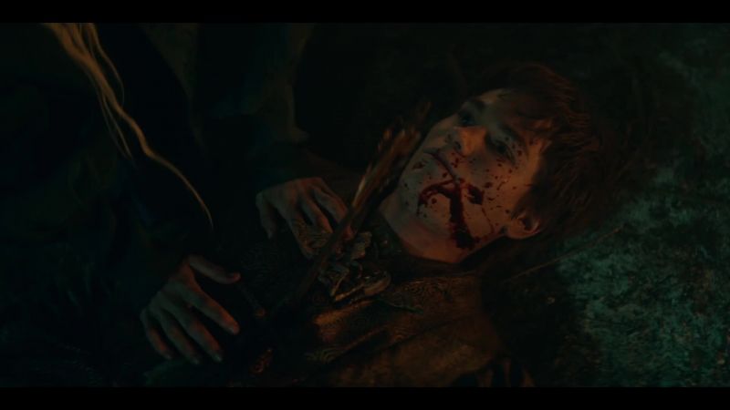 [weapon slashes] -[man groans]