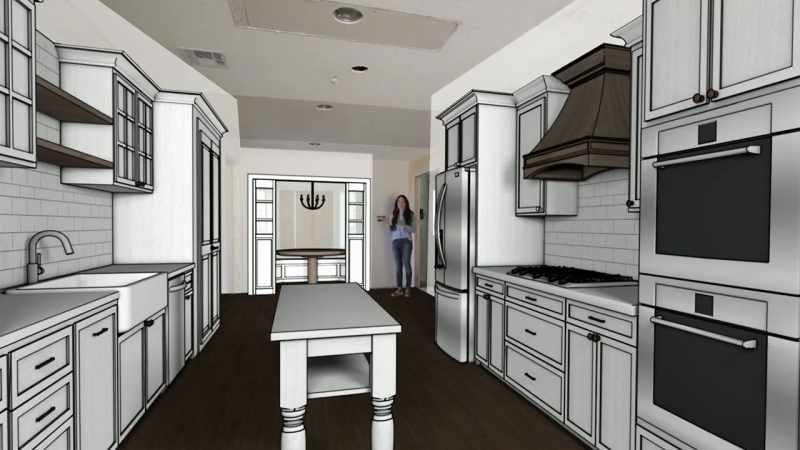 We'll do a round table in the middle, chandelier