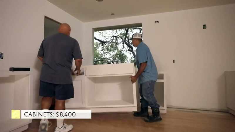 We're installing some white lower cabinets