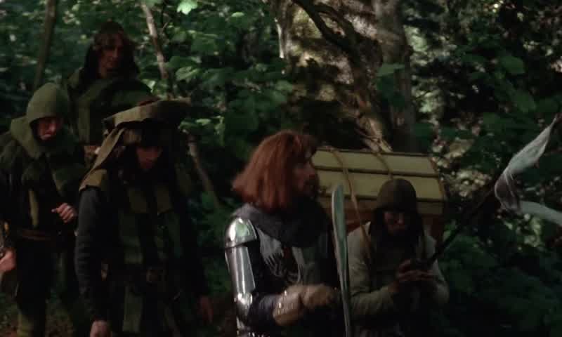 Halt Who art thouHe is brave Sir Robin brave Sir RobinShut upNobody really I was just passing throughWhat do you wantTo fight and Shut upNothing Nothing reallyJust to pass through good Sir Knight I'm