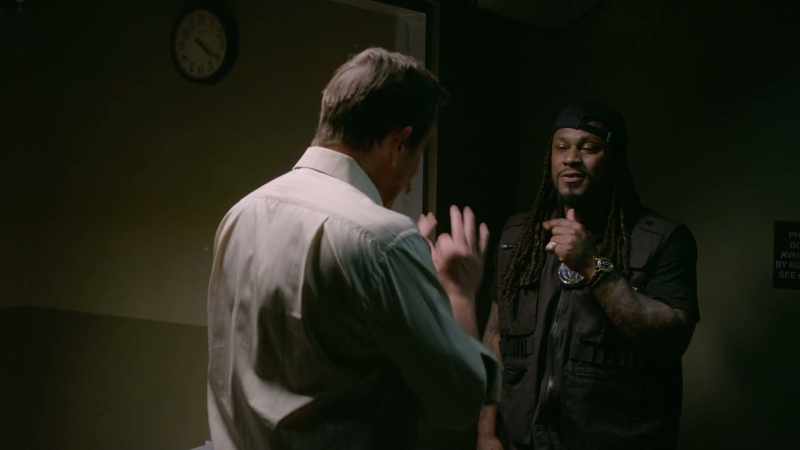 What he doesn't know is that the interrogation room has a two-way mirror