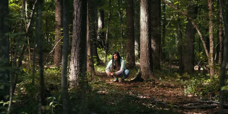 Looks like he's gathering mushrooms