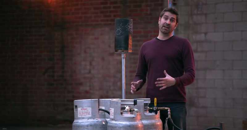 When they first assembled it, they had the propane tank standing upright