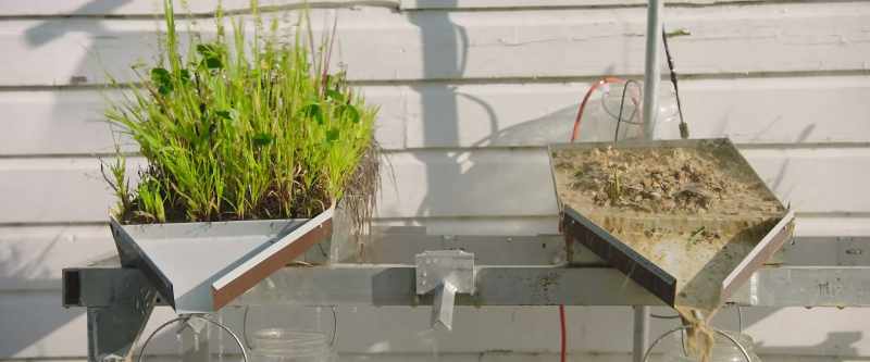 When it rains, the soil on the left