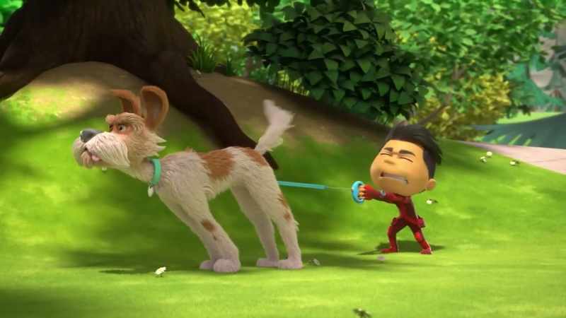 When the dog pulls on the leash