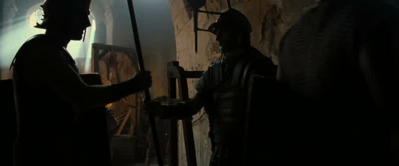 When the Emperor enters, raise your weapons, salute him, and then speak together