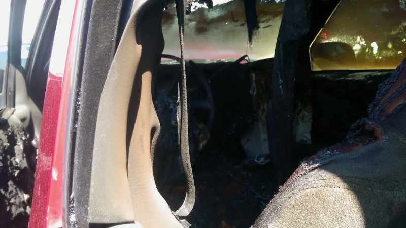 When the vehicle was found, the front seat had been set on fire