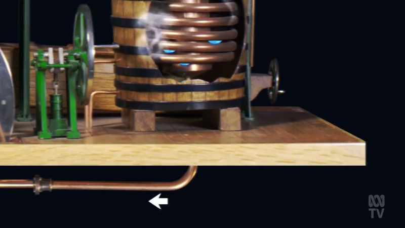 where it becomes liquid within the tight coils