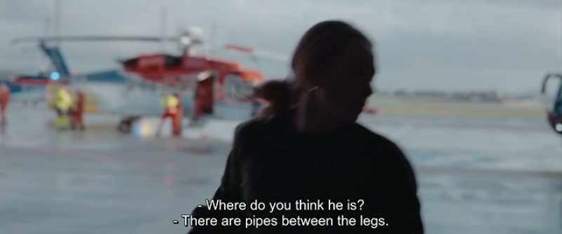 Where do you think he is? -There are pipes between the legs