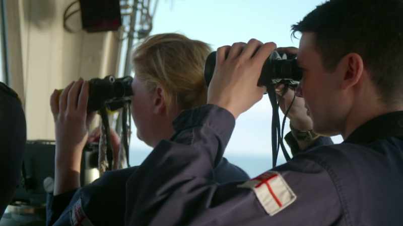 Where is it, in relation to the ships?