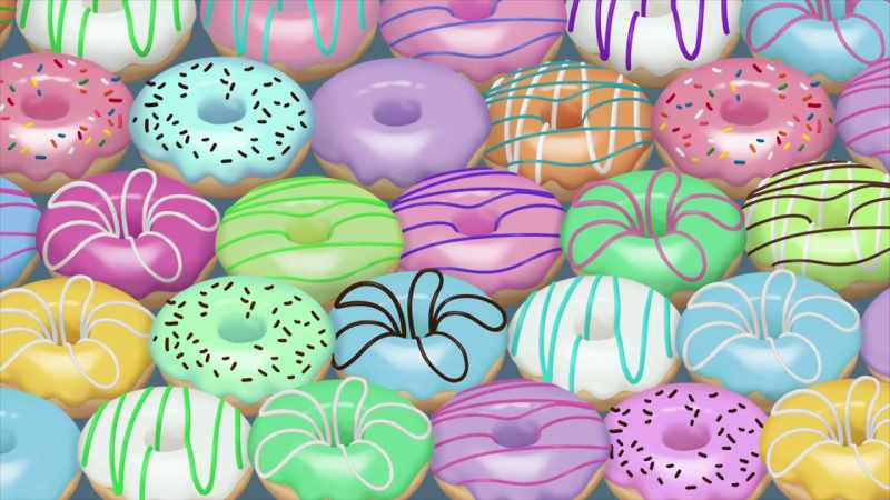 Where's the blue donut with colored sprinkles?