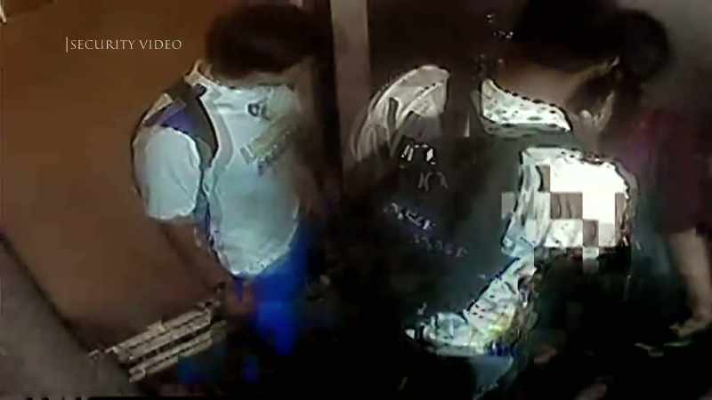Which showed Justin enter the garage