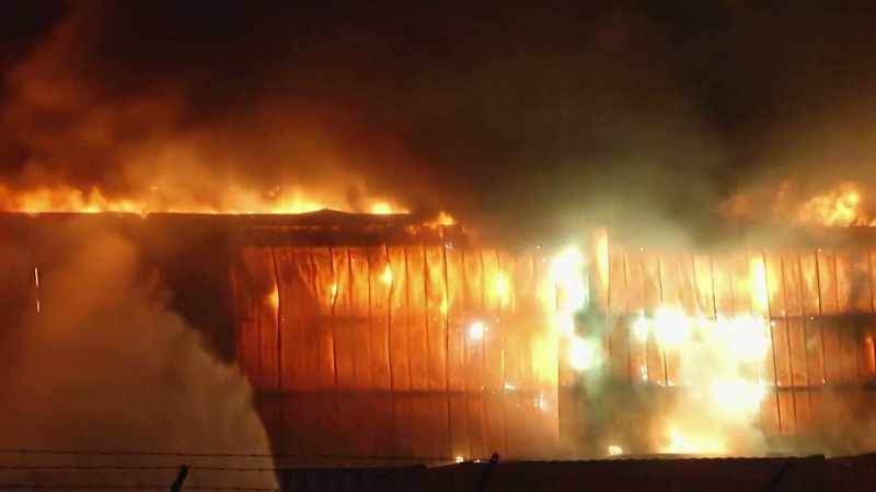 WHICH THE FIRE CREWS TRY TO EXTINGUISH