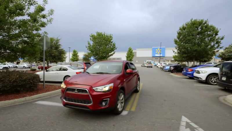 While in the parking lot