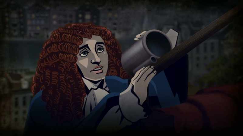 While looking through a telescope that he designed and built himself