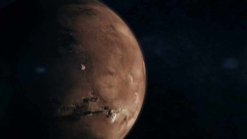 While Mars is moving at over 50,000 miles an hour