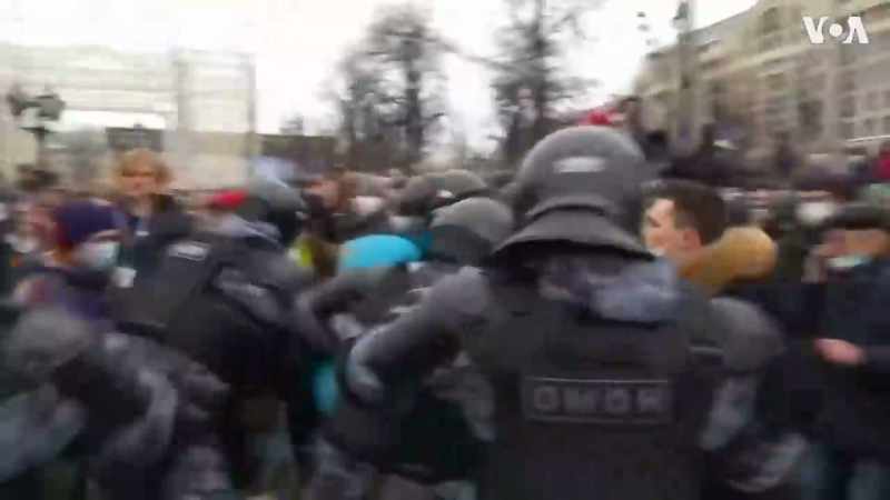 while protests have broken out again in Russia