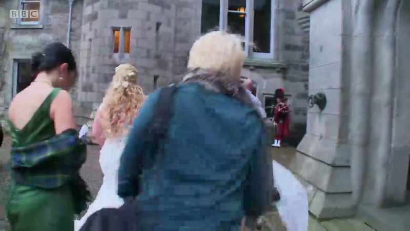 While the bride and groom say 