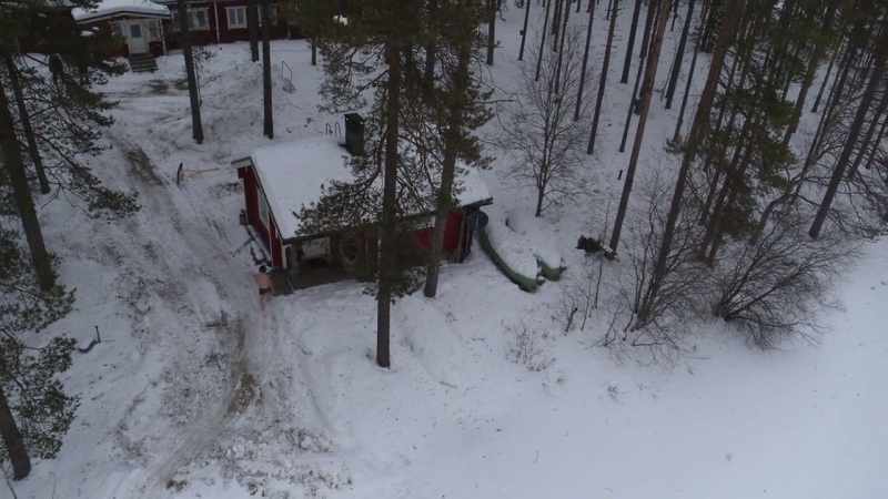 While the ice hole immediately starts to freeze over