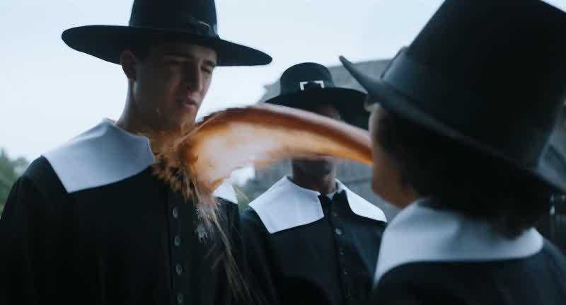 Whoa. Yuck! Come here! Get in there! Howdy, Pilgrims