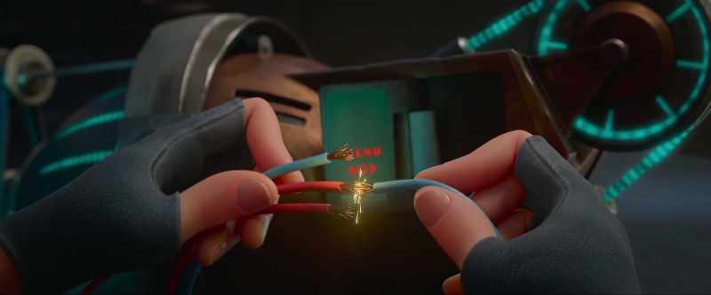 [wires sparking]