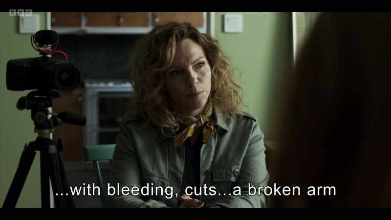 with bleeding, cuts...a broken arm