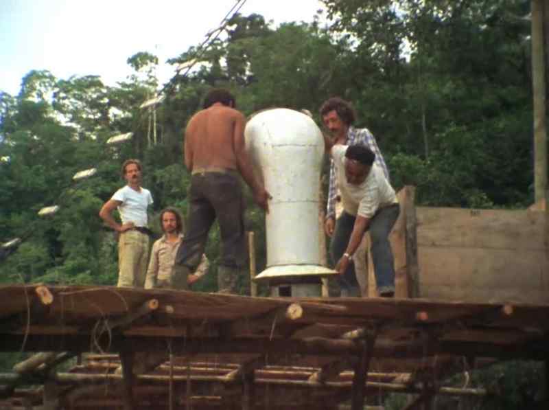 With the ship run aground in the shallows