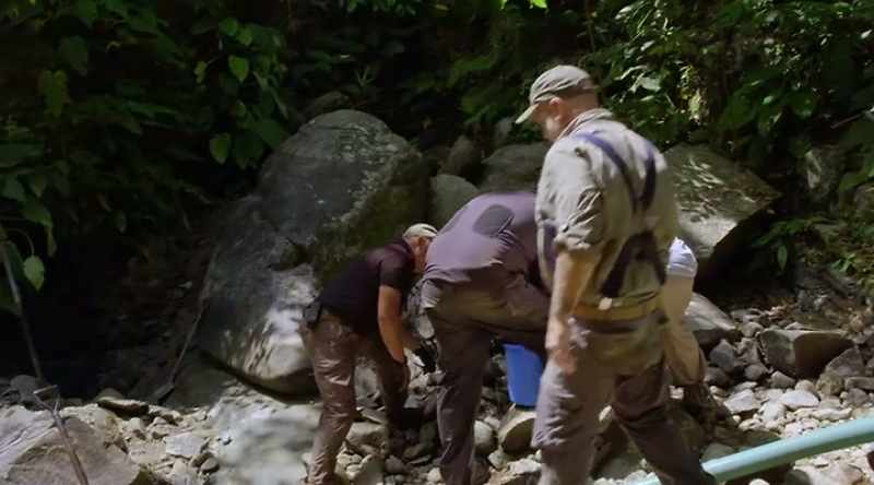 � With their path blocked by bedrock