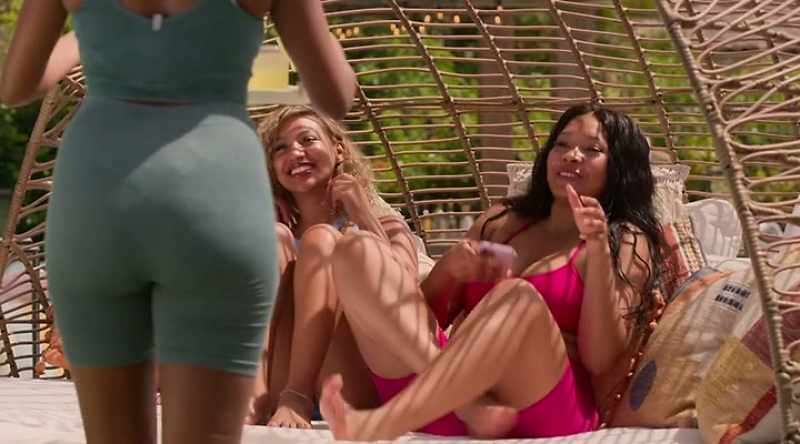 With her wet booty ass. - [laughs]