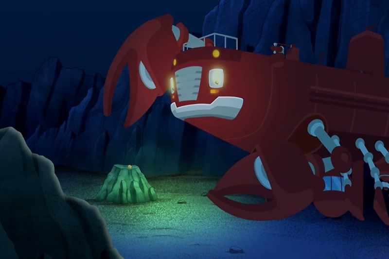 Without lights on, it's too deep to see anything but blue down here