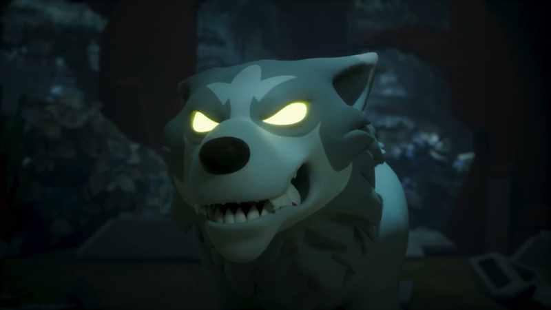 [wolf barks, panting]